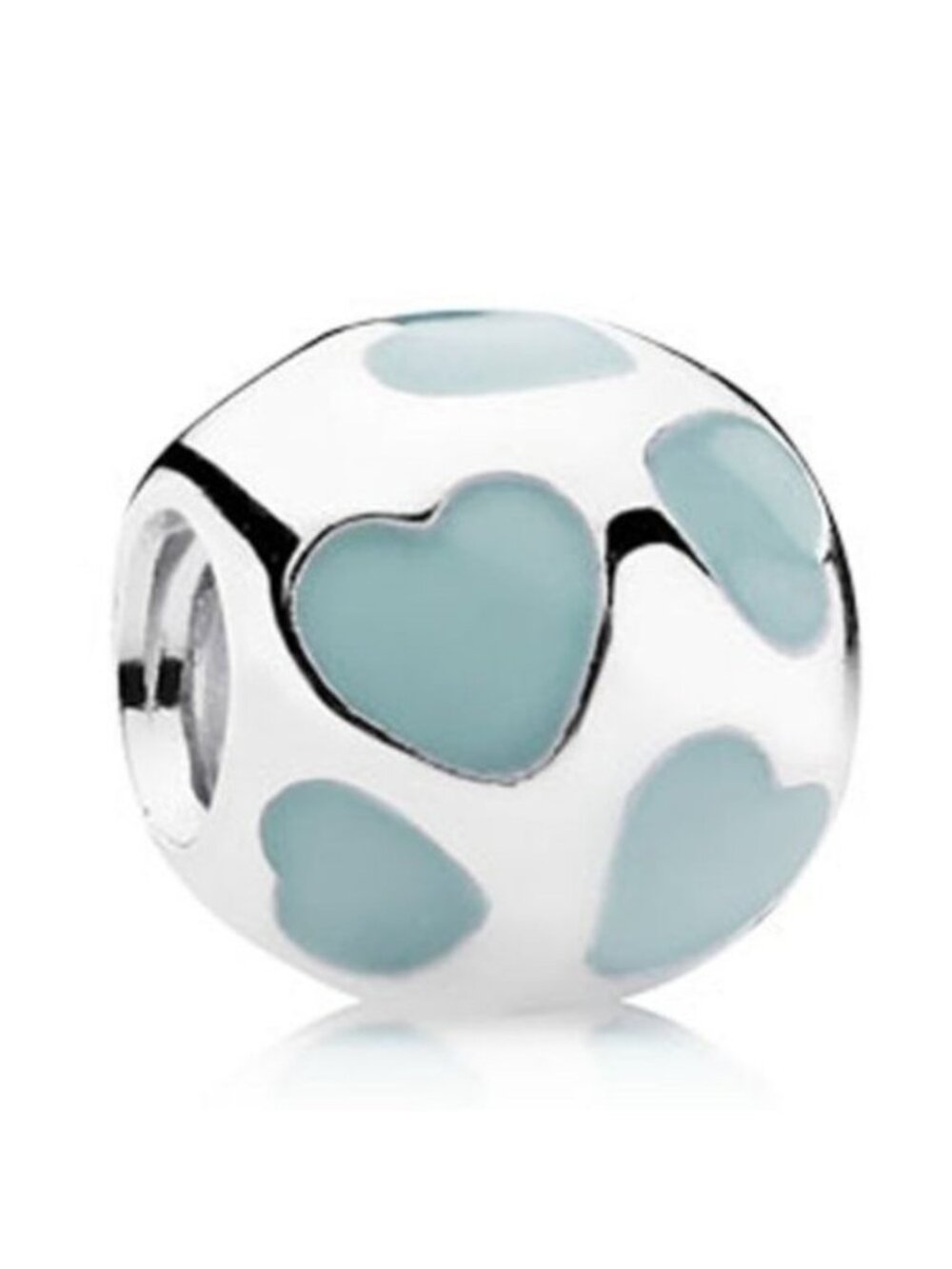 Pandora Retired Sterling Silver Love You Bead w/ Light Blue Enamel - 790543EN18